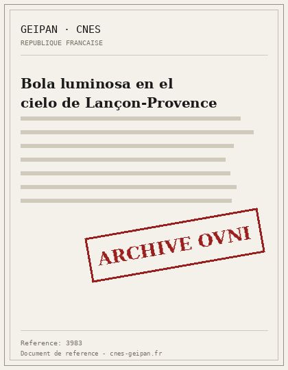 Bola luminosa en el cielo de Lançon-Provence