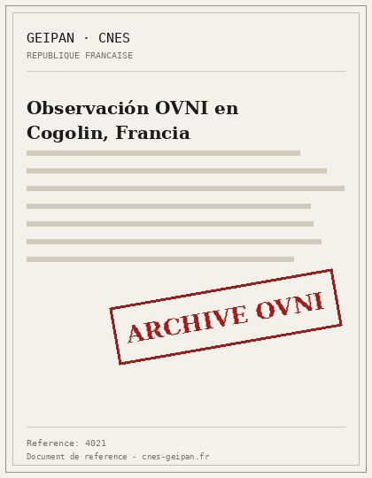 Observación OVNI en Cogolin, Francia