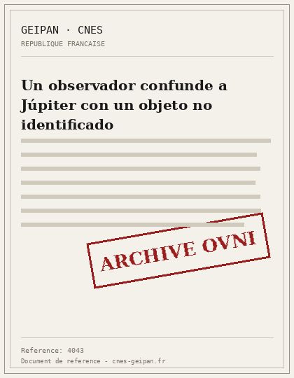 Un observador confunde a Júpiter con un objeto no identificado
