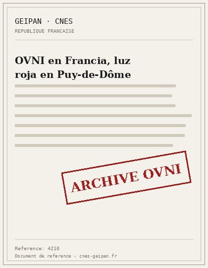 OVNI en Francia, luz roja en Puy-de-Dôme