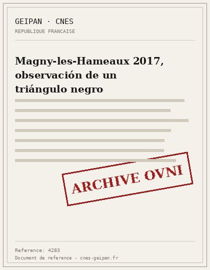 Magny-les-Hameaux 2017, observación de un triángulo negro
