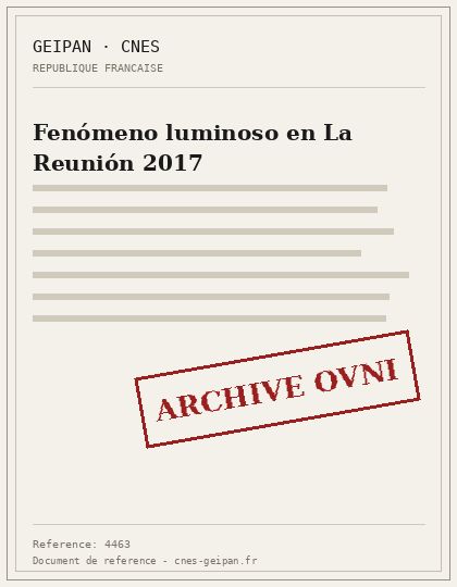 Fenómeno luminoso en La Reunión 2017