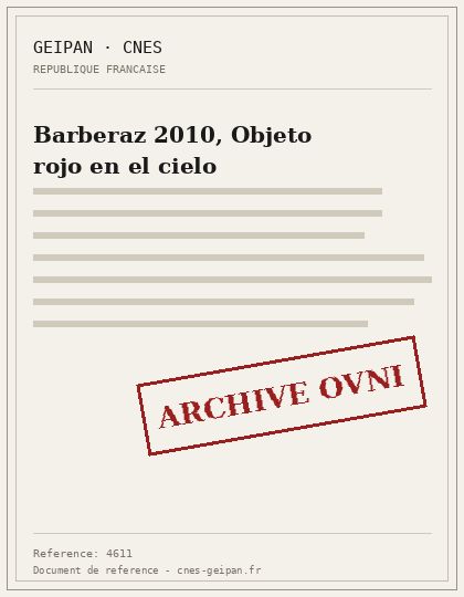 Barberaz 2010, Objeto rojo en el cielo
