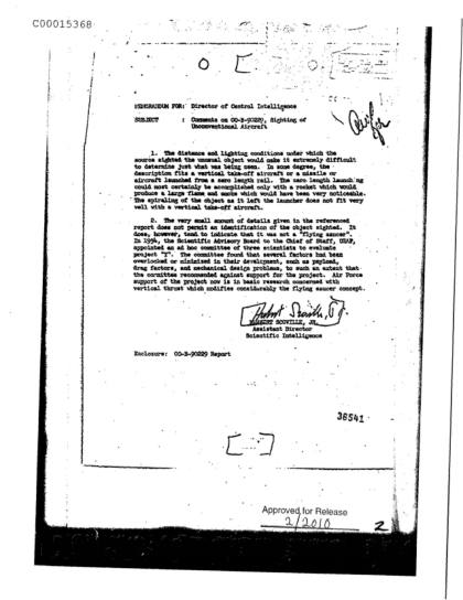 Un avistamiento de objeto no convencional en 1952