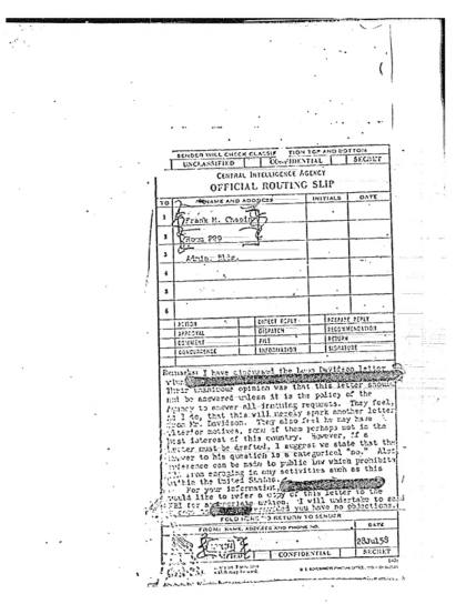 CIA responde a carta sobre OVNI