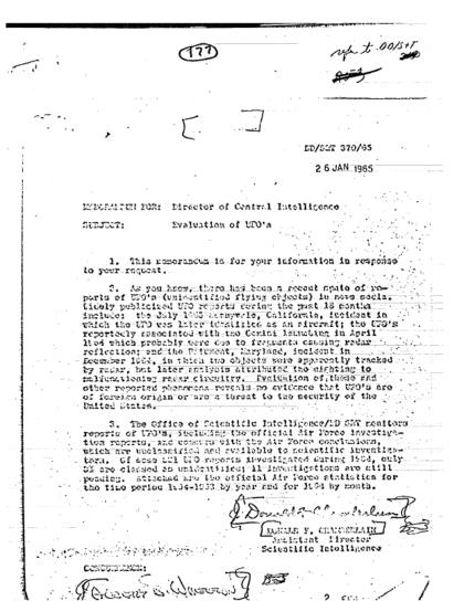 Memoria de la CIA sobre OVNIs