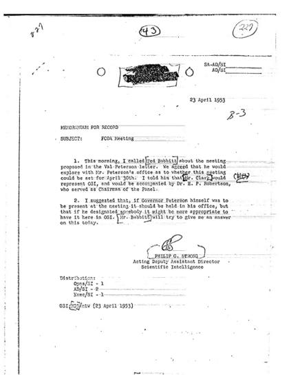 CIA y reunión OVNI con Val Peterson