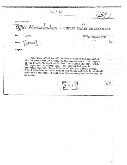 Memoria de la CIA sobre el informe OVNI de 1953