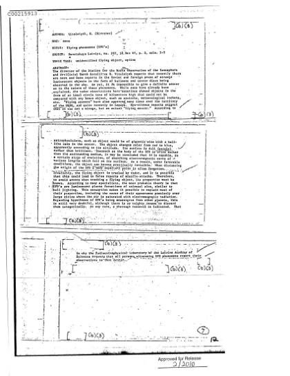 OVNI y observaciones en la URSS