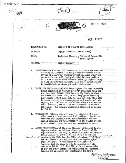 OVNI y seguridad nacional en documentos de la CIA