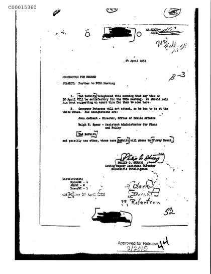 OVNI y reunión del FCDA en 1953