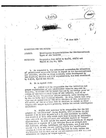 Responsabilidades de la CIA sobre objetos no convencionales