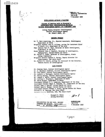 CIA aprueba estudio de OVNIs en 1952