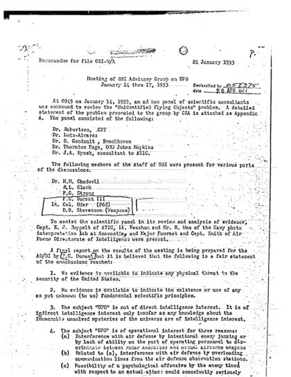 Reunión científica sobre OVNI en 1953
