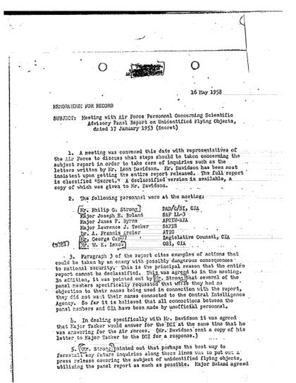 Reunión sobre el informe OVNI de 1953