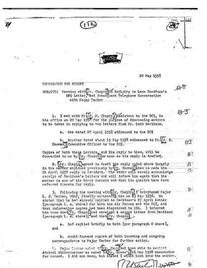 Reunión de la CIA sobre cartas OVNI