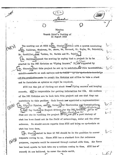 Reunión de la CIA sobre OVNI en 1952