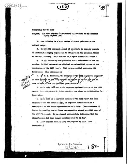 CIA y documentos OVNI desclasificados