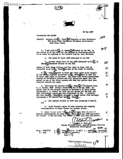 CIA responde cartas sobre OVNI