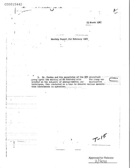 Informe mensual de febrero de 1967 sobre OVNI