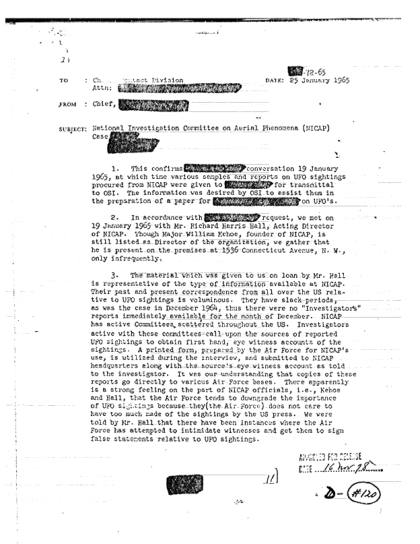 NICAP y la CIA analizan informes OVNI