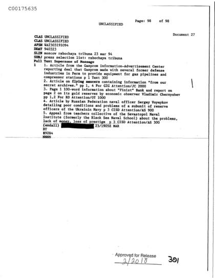 OVNI en documentos de la CIA