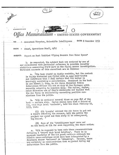 CIA y la controversia de los OVNI en 1953