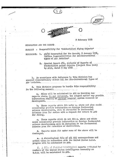 CIA y los informes OVNI