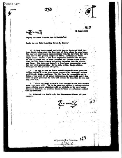 Carta sobre el caso del OVNI brasileño