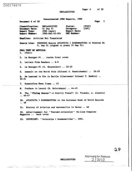 Documentos OVNI de la CIA