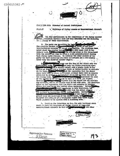 Testimonios de objetos voladores no identificados en 1952