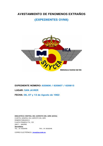 Avistamientos ovni en San Javier de 1962