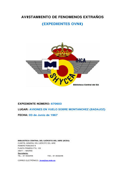 Avistamiento OVNI sobre Montanchez en 1967