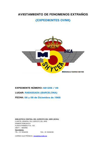 Avistamiento de objetos luminosos en la Rabassada en 1968