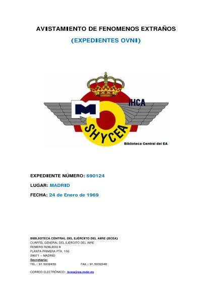 Avistamiento OVNI en Madrid en 1969