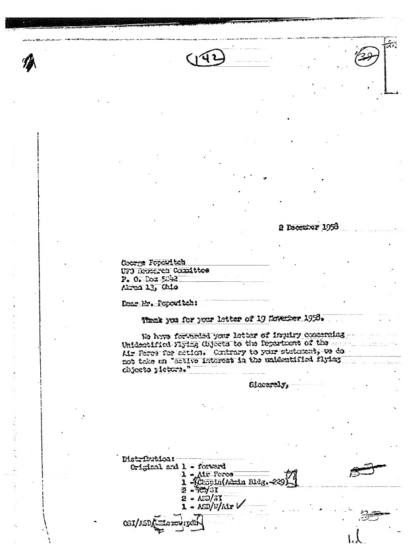 CIA y objetos voladores no identificados