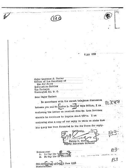 Cartas sobre investigaciones OVNI de la CIA