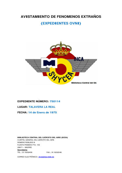 Avistamiento ovni en Talavera la Real de 1975