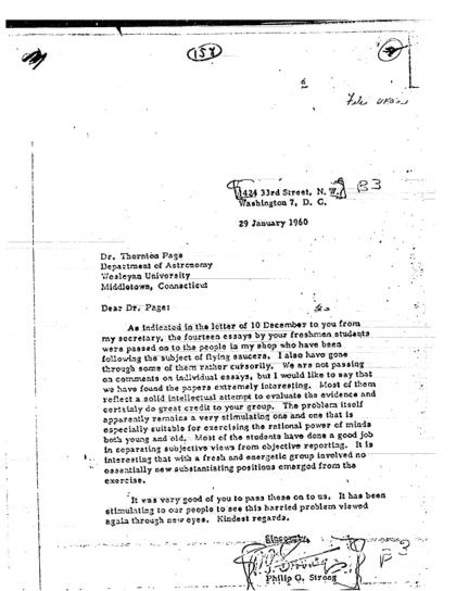Carta de la CIA a estudiantes sobre OVNI