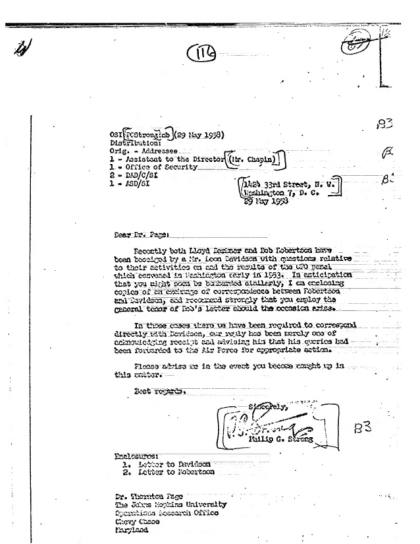 Cartas de la CIA sobre OVNI de 1953