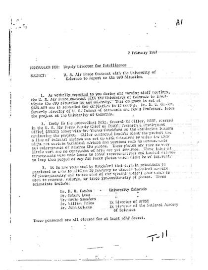 Contrato de la Fuerza Aérea con la Universidad de Colorado sobre OVNIS