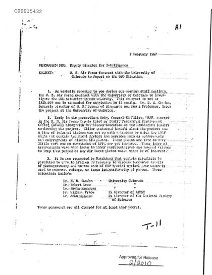 Contrato de la Fuerza Aérea con la Universidad de Colorado sobre OVNI