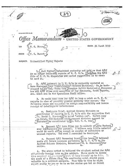 CIA y los objetos voladores no identificados en 1953
