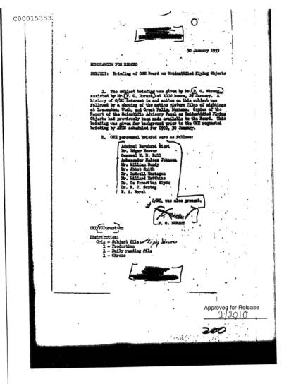 Memoria de la CIA sobre objetos voladores no identificados