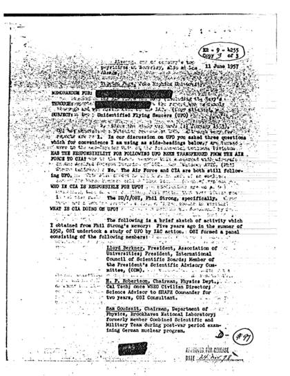 Panel de expertos de la CIA sobre OVNI