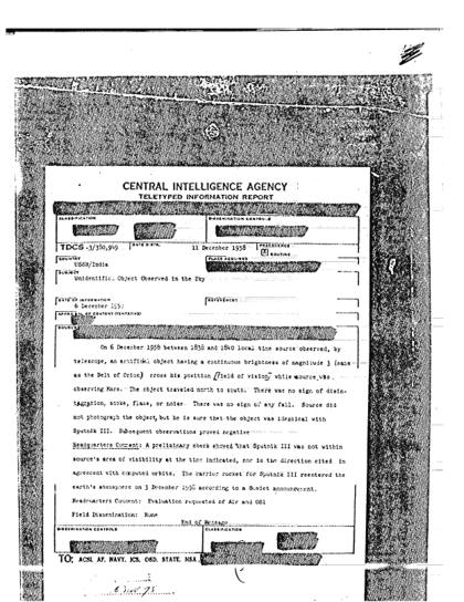 Observación de objeto no identificado sobre la Unión Soviética